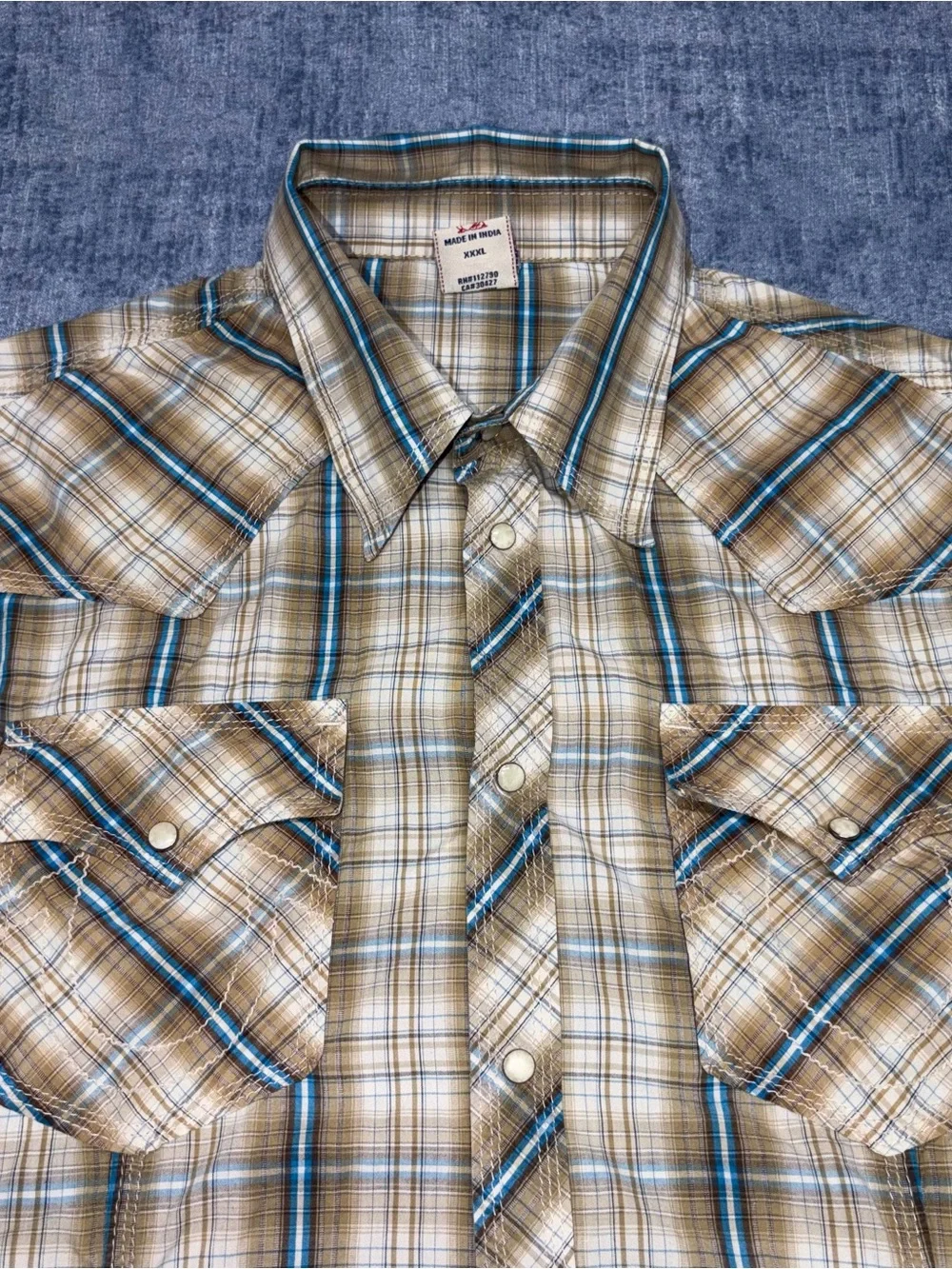 True Religion Pearl Snap Western Plaid Long Sleeve Pockets Mens XXXL Shirt